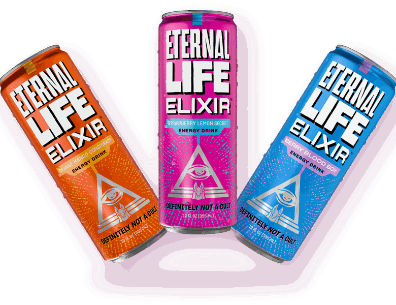 Orange Mango Conspiracy, Strawberry Lemon Secret and Berry Blood Boy cans fanned out